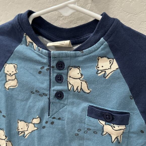 Maxomorra Blue Foxes Raglan Long Sleeve Shirt - Picture 2 of 6